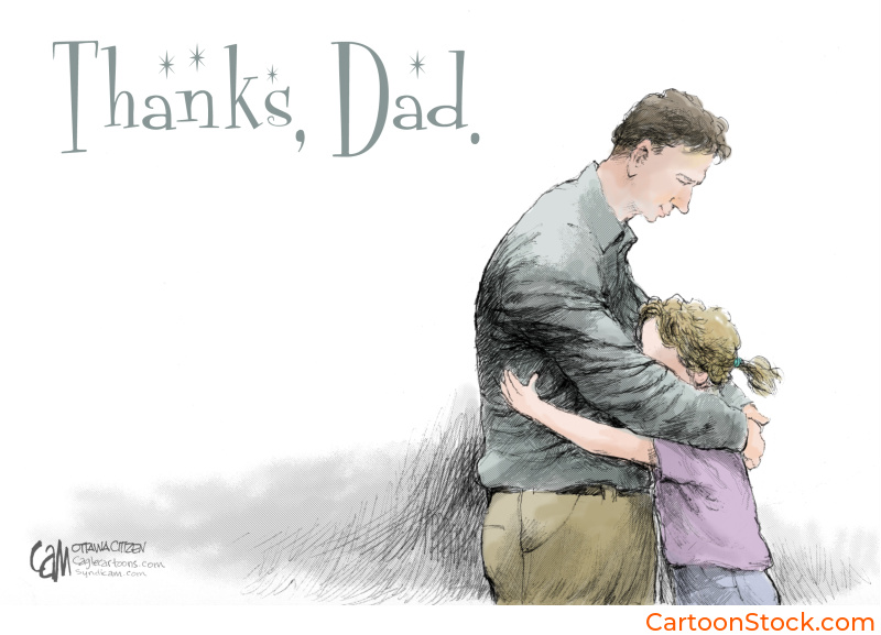 Cartoon of a father and daughter hugging