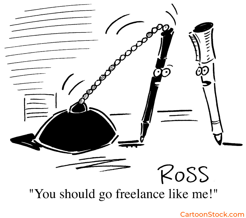 Cartoon showing freelance vs staff cartoonist