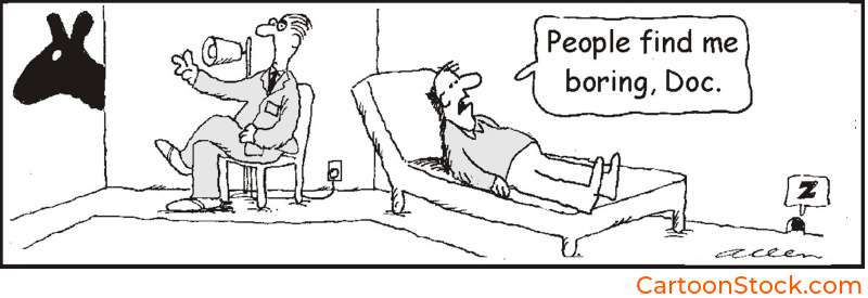 image showing a therapy scene with the distracted therapist and patient complaining of being boring