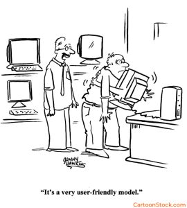 Image of a computer hugging a man as its user friendly