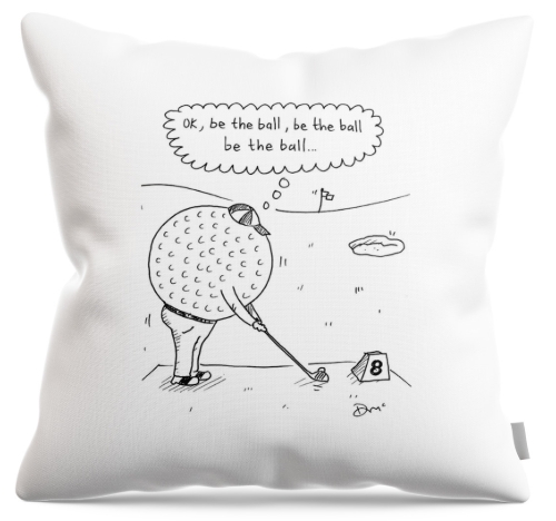 Throw pillow golf ball wanting to be the ball by David Mcneill