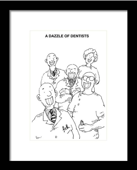 Framed print of smiling dentists by Simon Bond