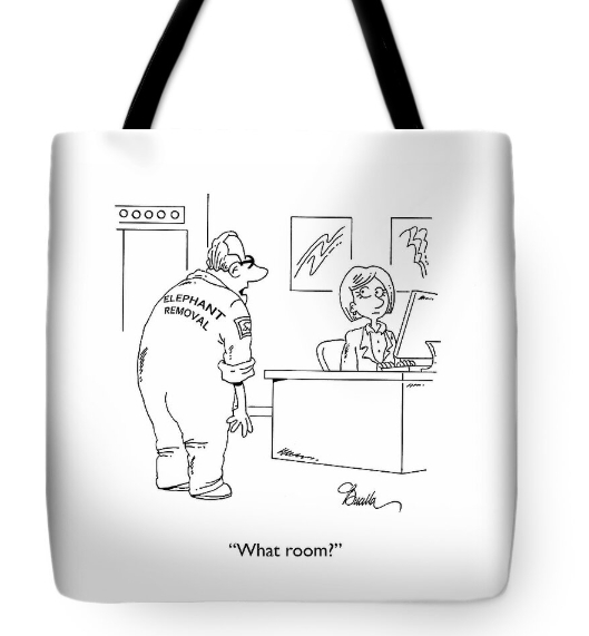 Cartoon on tote bag gift for movers and removal companies by Marty Bucella