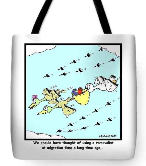 Tote bag gift cartoon flying birds migrating moving by Hagen