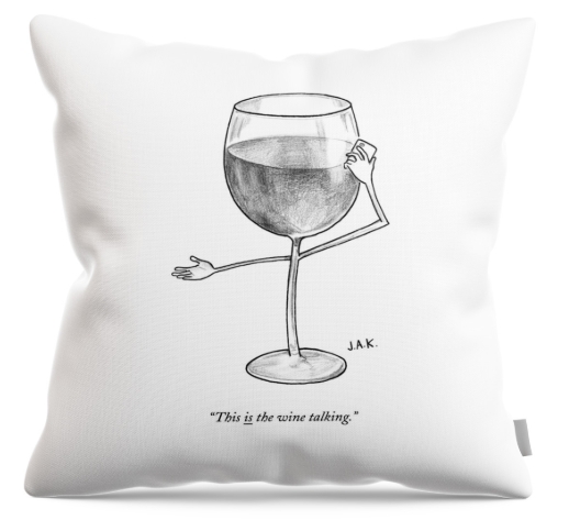 Cartoon gift on throw pillow by Jason Adam Katzenstein