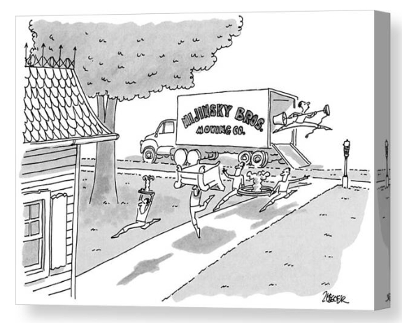 Cartoon canvas print movers and storage business gift by Jack Ziegler