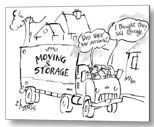 Movers and storers getting confused cartoon gift on metal print by Sidney Harris